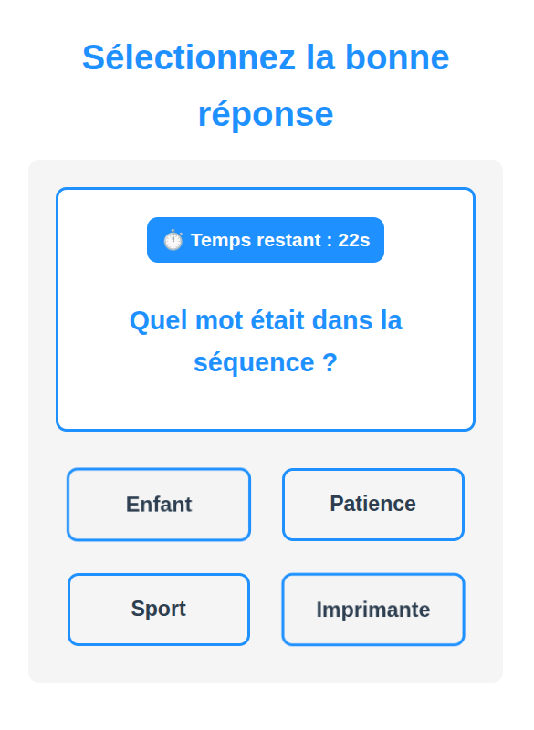 Exemple de mini-jeu de mémorisation Algomind